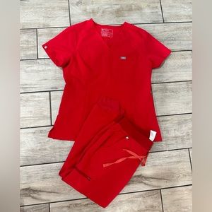 Pop Red FIGS scrub set